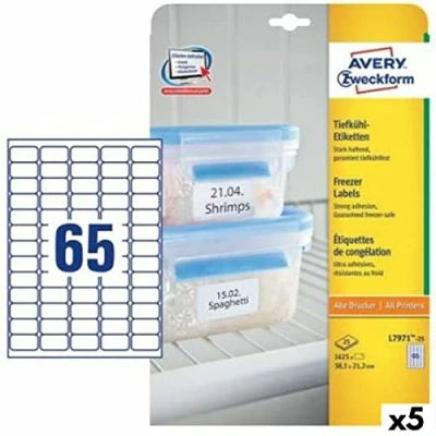Abbildung von Avery Druckeretiketten L7971 38,1 x 21,1 mm weiß 25 Blatt (5 Stück)