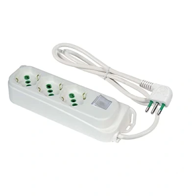 Abbildung von FANTON 474604 Mehrfachsteckdose Omega Steckdosenleiste 3 Fach Italienisch/Deutsch Schuko 2P+T 16A Kabel 1,5 m Italienischer Teamstecker klein 10A + Überlastungsschalter