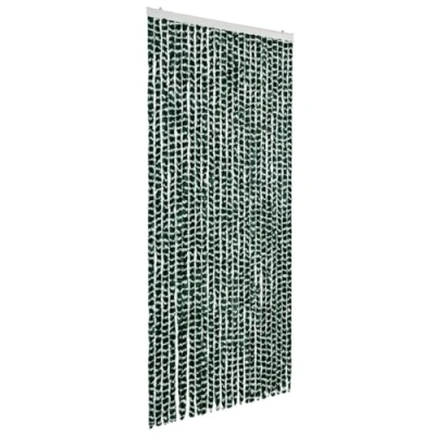 Abbildung von vidaXL Insektenschutz Vorhang Flauschvorhang Plüschvorhang Türvorhang Fadenvorhang Fliegenschutz Wohnwagen Camping Grün Weiß 100x220cm Chenille
