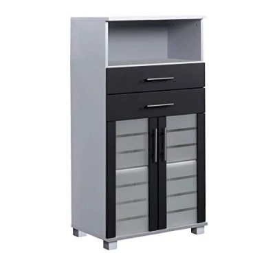 Abbildung von Schildmeyer Midischrank &quot;Nikosia&quot;, Breite 60 cm, mit Glastüren, 2 Schubladen, MDF Fronten, Metallgriffe
