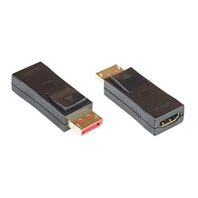 Abbildung von Good Connections DisplayPort 1.4 an HDMI 2.0 Adapter 4K / UHD @60Hz DP Stecker Buchse vergoldete mit Verriegelung/Arretierung schlankes Design SCHWARZ, DP14G