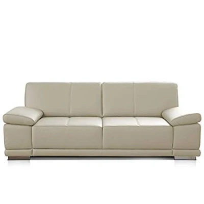 Abbildung von CAVADORE 3 Sitzer Sofa Corianne / Echtledercouch im modernen Design Mit Armteilverstellung 217 x 80 99 Echtleder weiß