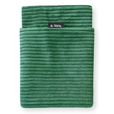 Abbildung von 4L Textil ZOE Hundekissen flauschig Cord Hundebett Grosse Hunde mit Bezug und Reißverschluss kuscheliges waschbar (Ersatzbezug(60x50 cm), Grün(Stripes))