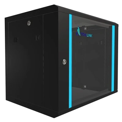 Abbildung von Netzwerkschrank 19 Zoll 9 HE 600x450 Wandmontage selbstmontierender Rahmen abnehmbare Seitenwände für Switches UPS Server Netzwerkausrüstung Serverschrank gehärtetes Glas Schwarz Rack