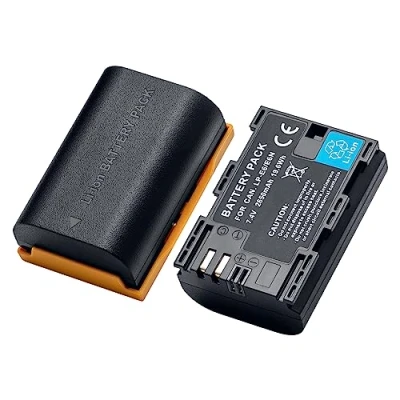 Abbildung von LP E6/LP E6NH/LP E6N wiederaufladbare Batterie 2650mAh (2Pieces) Kompatibel mit Canon EOS 5D2/5D3/5D4/5DS/5DSR/6D/6D2/60D/60Da/7D Mark2/70D/80D/90D, etc