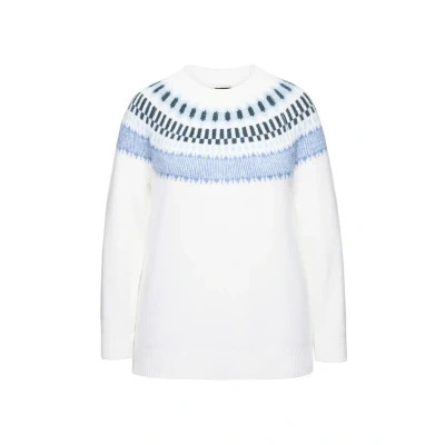 Abbildung von Ulla Popken Norweger RUNDHALS, LANGARM, Weicher Strickpullover, Damen, Größe: 54/56, Snow white