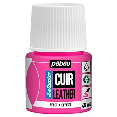 Abbildung von Pébéo Setacolor Leder Acrylfarbe für und Kunstleder Personalisierung von Taschen, Schuhen, Sneakern kratz , knick scheuerfest Neon Effekt Fluo Pink 45 ml