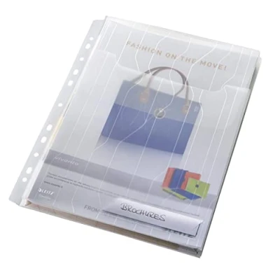 Abbildung von Leitz CombiFile Maxi Sichthüllen Set, 3 Stück, A4 Format, Ausdehnbar für mehr Kapazität, Farblos mit matter Oberfläche und Muster, Verschlussklappe, 0,20 mm PP Folie, 47270003