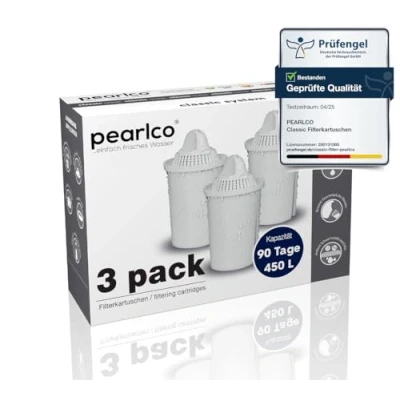 Abbildung von PearlCo Kalk und Wasserfilter Classic Filterkartuschen Universal Pack 3, Zubehör für Brita u.