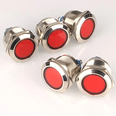 Abbildung von Guuzi 5pcs 12V 24V 22mm LED Metall Kontrollleuchte Wasserdichte Signallampe mit Draht(Rot)