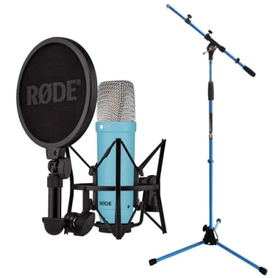 Abbildung von Rode NT1 Signature Blue Studio Kondensator Mikrofon + keepdrum MS106BL Mikrofonständer Blau