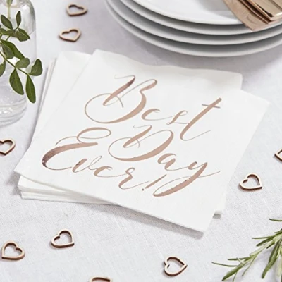 Abbildung von Ginger Ray Best Day Ever Rose Gold Papierservietten, 20 Stück