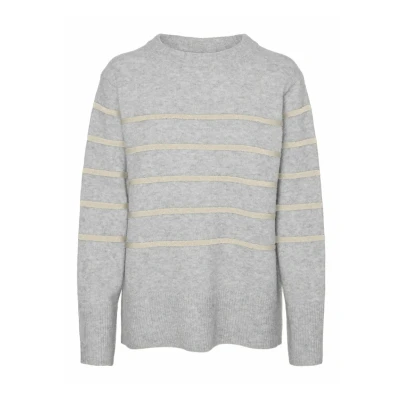 Abbildung von Vero Moda Flawless Oneck GA NOOS Strickpullover, Damen, Größe: XS, Light grey melange