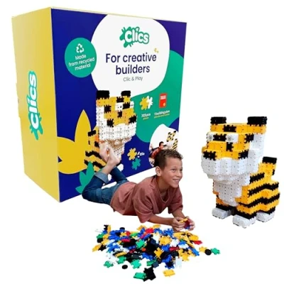Abbildung von Clics Tiger 723 Teile Set Konstruktionsspielzeug für Kinder ab 4 Jahre, kreatives Lernspielzeug, Bausteine Mädchen und Jungen, Montessori STEM Spielzeug, Langlebige Spielzeug