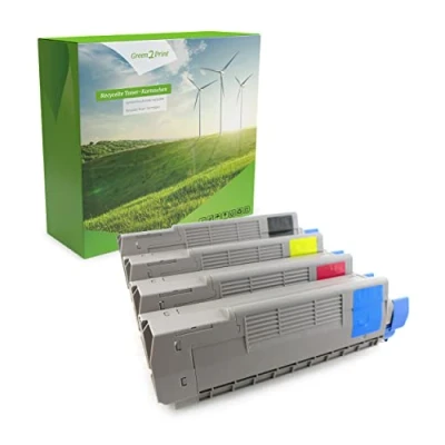 Abbildung von Green2Print Toner Set, 4 Kartuschen 1x 8000, 3X 6000 Seiten passend für Oki C612N, C612DN, C612