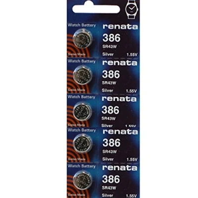 Abbildung von Uhrenbatterie Renata Swiss Made 386 oder SR43SW AG12 1,5 v (1 x SR 43 Sw)