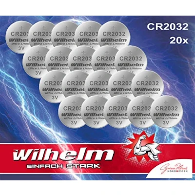 Abbildung von 20 x Knopfzelle CR2032 Wilhelm Batterie Lithium 3V CR 2032 Industrieware