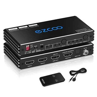 Abbildung von HDMI Splitter 4K 60Hz ARC/eARC for Soundbar Switch Bi Direction 1 In 2 Out or Input to Output SPDIF 5.1CH Breakout D olby Vision Atmos HDR CEC HDCP2.2 Scaler 1080 Xbox,PS5,SONOS ARC
