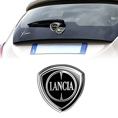Abbildung von Lancia 21265 3D Aufkleber Offizielles Logo für Ypsilon, Hinten, Schwarz, 71 x 73 mm