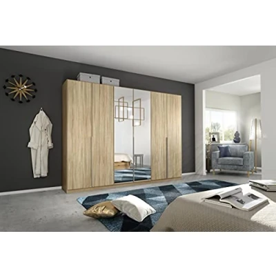 Abbildung von Rauch Möbel Alabama Schrank Kleiderschrank Drehtürenschrank Eiche Sonoma mit Spiegel 6 türig inklusive Zubehörpaket Basic 3 Kleiderstangen, Einlegeböden BxHxT 271x210x54 cm