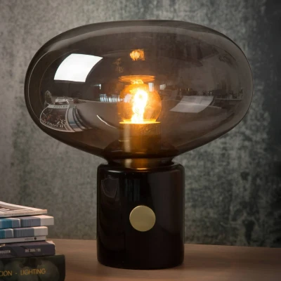 Abbildung von Lucide CHARLIZE Tischlampe Ø 23 cm 1xE27 Rauchfarbe Grau