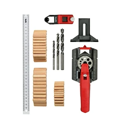 Abbildung von kwb Bohrer und Bit Set, Dübelhilfe/Dübellehre Set inkl. je 50 Dübel 1 6, 8, 10