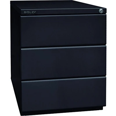 Abbildung von BISLEY Rollcontainer OBA mit 25 mm Top, 3 Universalschubladen, Metall, 633 Schwarz, 56.5 x 42 51.9 cm