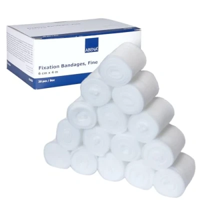Abbildung von ABENA Mullbinden 6cm x 4m, 20 Stück Verbandsmaterial, Fein, elastische Binde, latexfreie Bandage