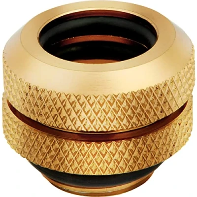 Abbildung von Corsair Hydro X Serie XF Hardline 12mm OD Fittings, Viererpack (G1/4 Zoll BSPP Anschlussgewinde, Solide Messing Beständigkeit, Doppel O Ring Design, Kompatibel Mit Zusätzlichen Adaptern) Gold
