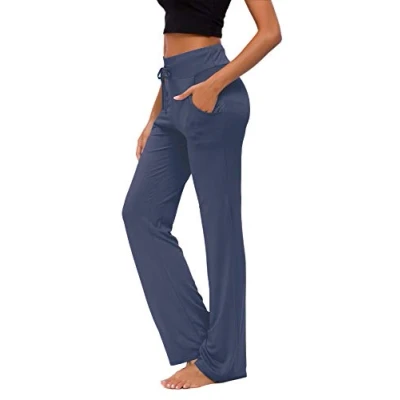 Abbildung von KESSER Yogahose Jogginghose Damen mit Taschen Freizeithose Straight Leg Modal Sporthose Kordelzug Damenmode Culotte Lounge Running Lang Frauen Hose Navy L