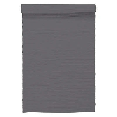 Abbildung von LINUM Uni Dekoratives Tischläufer für Esstisch 45cm x 150cm, 100% Gerippte Baumwolle, Maschinenwaschbar, Granitgrau