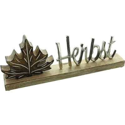 Abbildung von Dekoleidenschaft Schriftzug Herbst aus Mango Holz &amp; Aluminium, 35 cm breit, Herbstdeko, Deko Buchstaben, Tischdeko zum Hinstellen, Fensterdeko, Dekoschriftzug