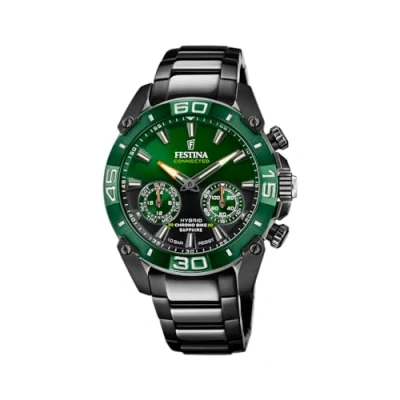 Abbildung von Festina Chronograph Herrenuhr Edelstahl schwarz, (Chronograph), Herren Smartwatch rund, Edelstahlarmband Sport