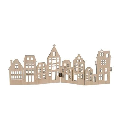 Abbildung von Spetebo Dekoobjekt Deko Holz Skyline klappbar 50 x 22 cm natur (Packung, 1 St., 1tlg), Weihnachts Stadt Silhouette zur Tischdekoration