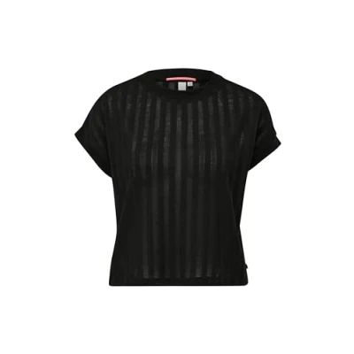 Abbildung von QS MIT Musterstruktur Tshirt basic, Damen, Größe: XL, Schwarz