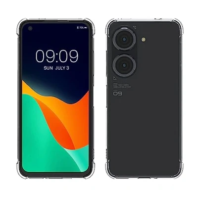 Abbildung von kwmobile Hülle kompatibel mit ASUS Zenfone 10 / 9 TPU Silikon Case Ecken Schutz Schutzhülle Cover Transparent