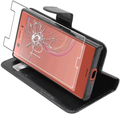Abbildung von ebestStar kompatibel mit Sony Xperia XZ1 Compact Hülle Kunstleder Wallet Case Handyhülle (PU Leder), Kartenfächern, Standfunktion, Schwarz + Panzer Schutz Glas
