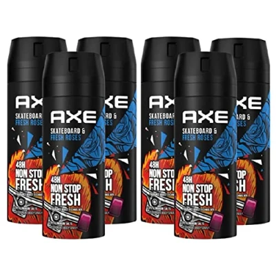 Abbildung von Axe Bodyspray Skateboard &amp; Fresh Rose ohne Aluminiumsalze 6x 150 ml Dose