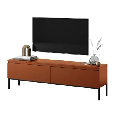 Abbildung von Selsey Bemmi TV Lowboard Schrank stehend, Ziegelrot mit Metallbeinen, 150 cm