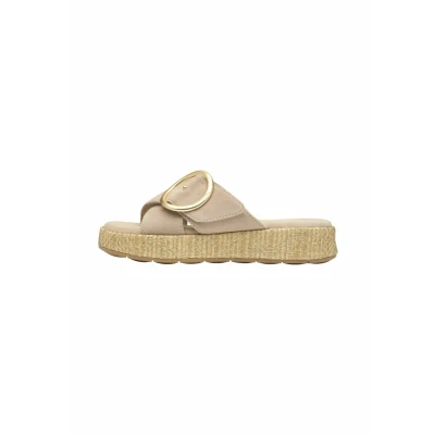 Abbildung von Tamaris Comfort Damen Pantoletten aus Leder mit Klettverschluss, Beige (Beige), 40 EU