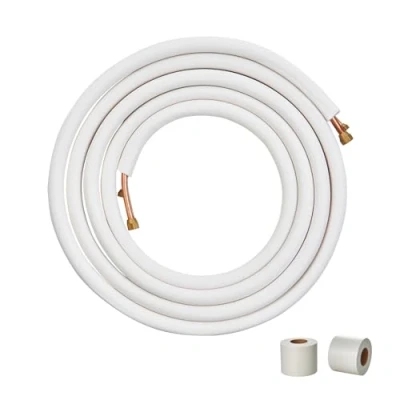 Abbildung von VEVOR 25FT Mini Split Leitungsset, Kupferrohre mit 1/4&quot; und 1/2&quot; Außendurchmesser dreischichtiger Isolierung, für Klimaanlagen, Kältemittel oder Wärmepumpengeräte HVAC Wickelst