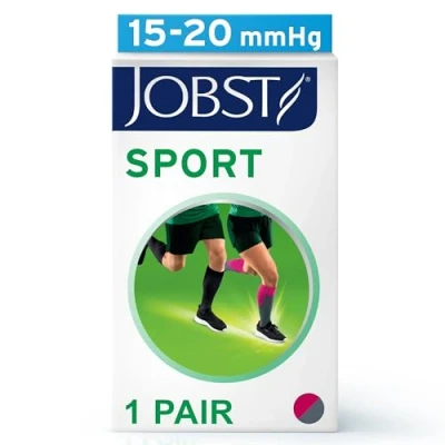 Abbildung von JOBST Sport Laufstrümpfe Sportkompression für Damen und Herren hilft, die Durchblutung zu verbessern weich, leicht atmungsaktiv, Pink, L