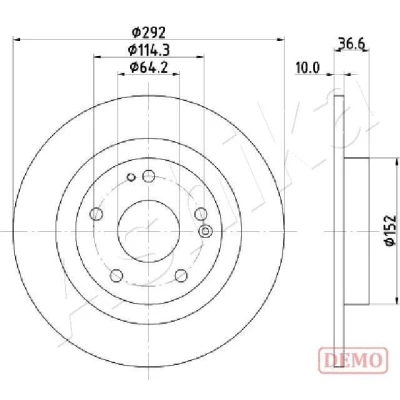 Abbildung von ASHIKA 61 04 427C Bremsscheibe Hinterachse 281,5 10 114,3 voll lackiert HONDA: CIVIC Schragheck, Stufenheck