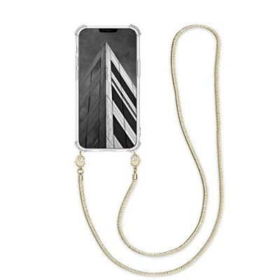 Abbildung von kwmobile Schutzhülle kompatibel mit Apple iPhone 12 / Pro Hülle Handykette Silikon Handyhülle Cover Case Gold Transparent