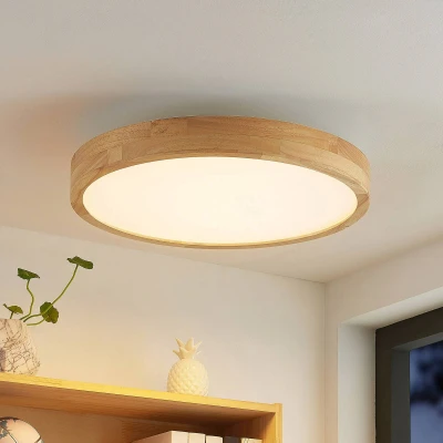 Abbildung von Lindby LED Deckenlampe Lanira, Ø 50 cm, Holz, Remote, CCT