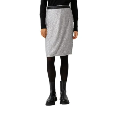 Abbildung von comma casual identity MIT Pailletten Alinienrock, Damen, Größe: 38, Silber