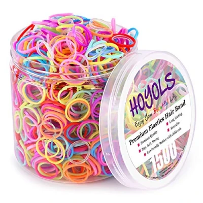 Abbildung von Hoyols Mini Haargummis für Kleinkinder, 10 farbige Gummibänder Pferdeschwanz Halter Babys, Mädchen, Ligas Para Cabello, 1500 Stück