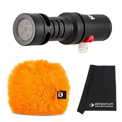 Abbildung von Rode VMML Videomic Me L Mikrofon für iPhone + WS9 Windschutz Orange keepdrum Mikrofasertuch