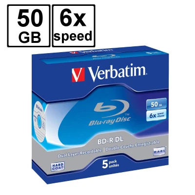 Abbildung von BD R DL 50GB VERBATIM Blu Ray Recordable 6x Speed Jewelcase 5 Stück