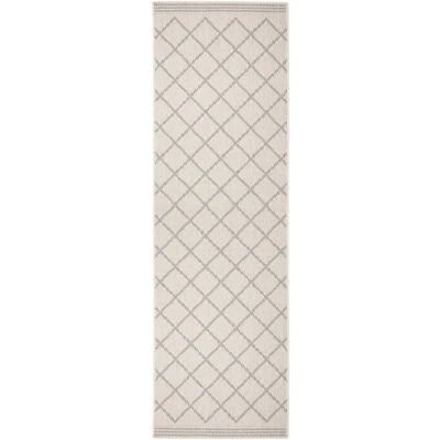 Abbildung von NORTHRUGS in und Outdoor Teppich Corsica 80x350cm Wendeteppich Wetterfest Modern Geometrisches Muster Läufer für Balkon Terrasse Garten Wintergarten Wohnzimmerteppich Wasserfest Blau Creme